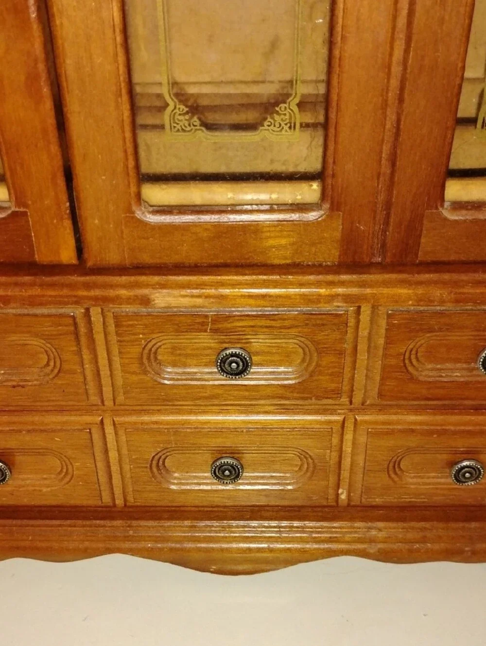 Vintage Wood Jewelry Armoire- Dresser Top Style TLC 12.5 L X 5.5 W X 17.5 H